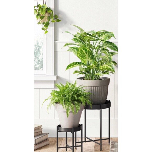 10" Iron Standing Planter Black Plant Stand - Threshold - New - Picture 2 of 4